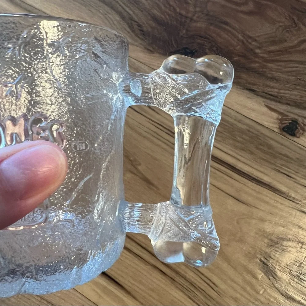 Flinstones McDonalds 1993 Vintage glass mug cup retro etched‎ glass bedrock USA